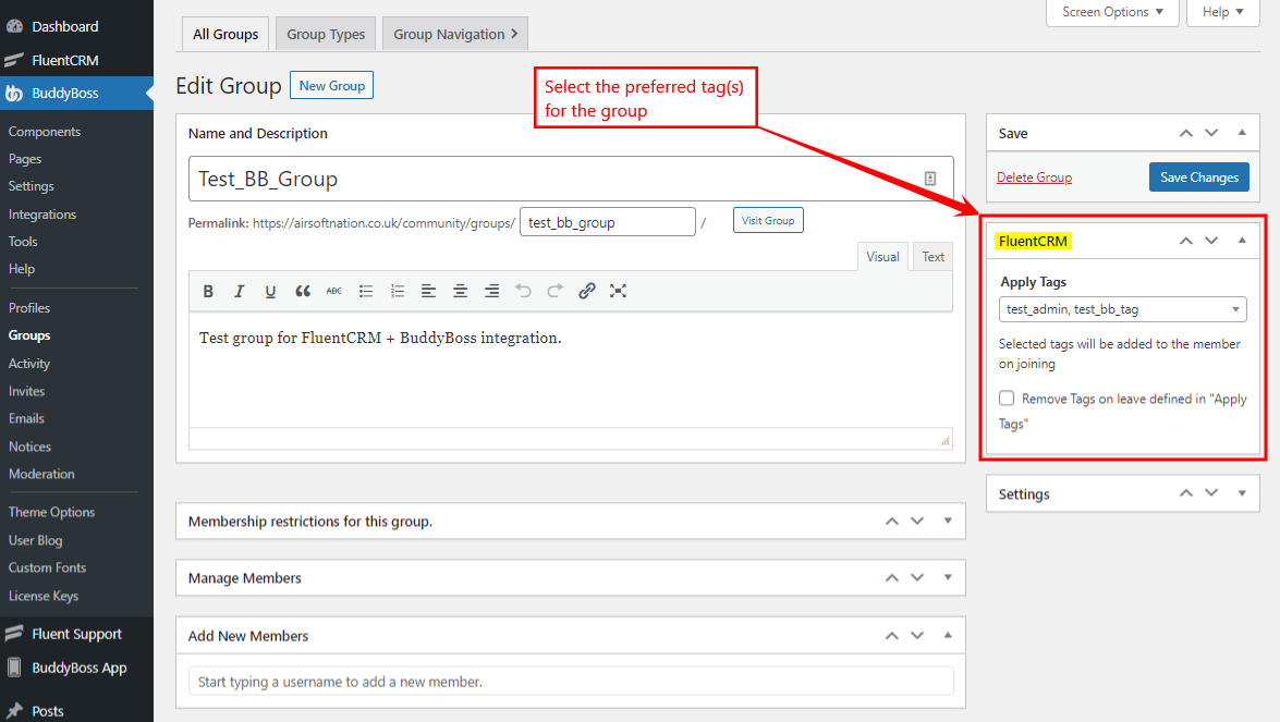 Contact segmenting based on groups