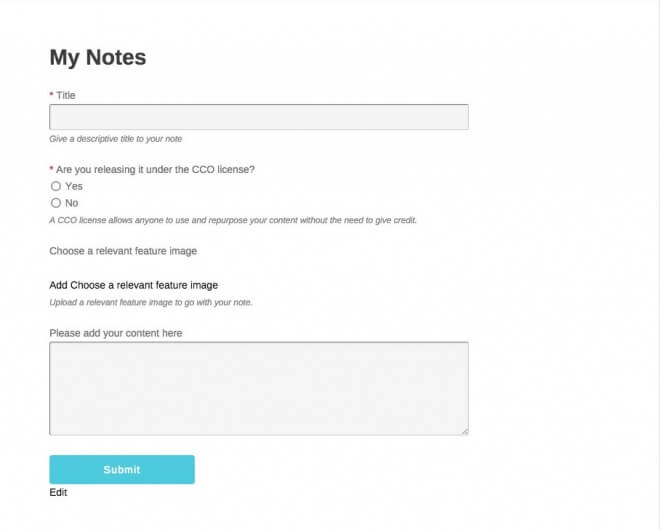 Form created using BuddyForms