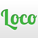 The word Loco is written in bold, green, cursive-style letters on a light gray-to-white gradient background.