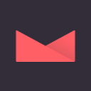 A flat, minimalist red envelope icon with a dark purple background, representing email or messaging.