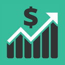 A black bar chart with an upward white arrow and a dollar sign above it, symbolizing financial growth or increasing profits, on a green background.