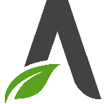 A black letter with a green leaf.