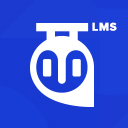 A white, stylized train icon resembling an owls face is set against a blue background, with the letters LMS in white in the top right corner.