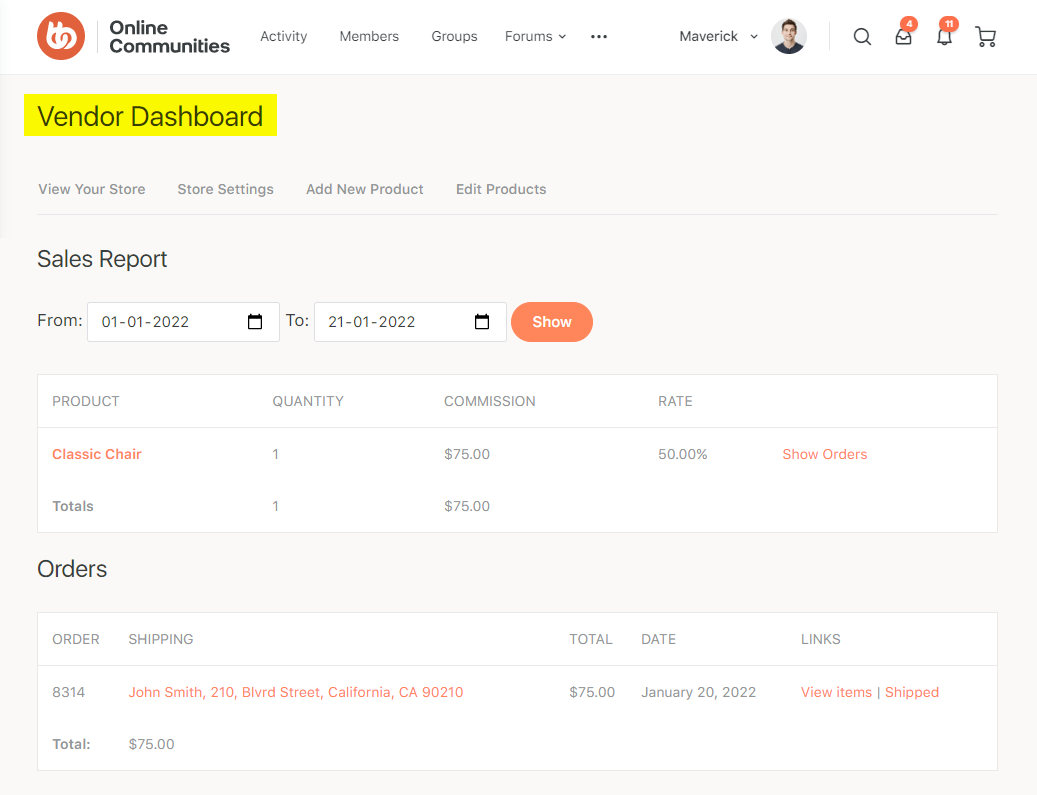 WC Vendors Pro - Vendor Dashboard