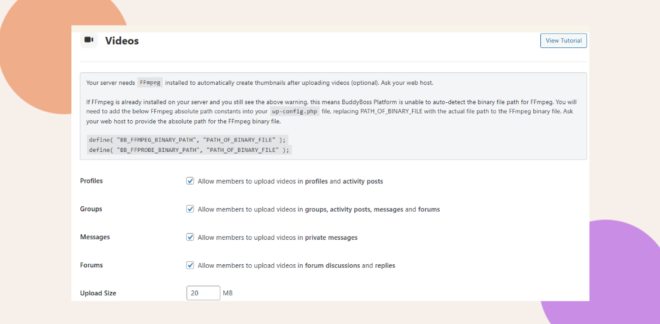 This screenshot shows where you can enable the video upload option.