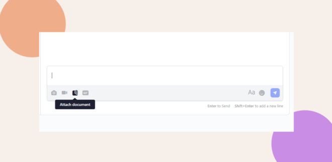 This screenshot shows where you can attach a document in a private message.