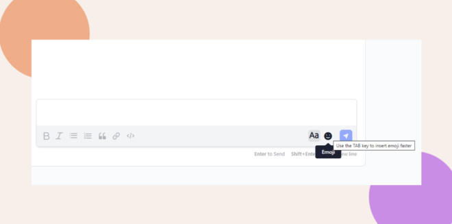This screenshot shows where you can add emojis and use formatting in your private message.