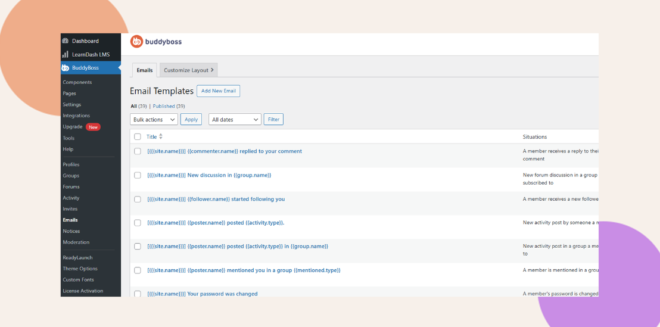 This screenshot shows the sample email notification template.