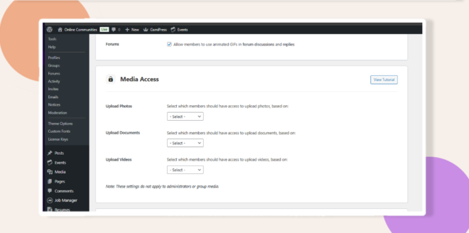 This screenshot shows where to setup media access control.
