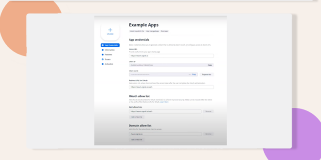 This screenshot shows the example app details that one should fill up.