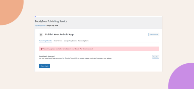 This screenshot shows how the publishing error app already approved looks like.