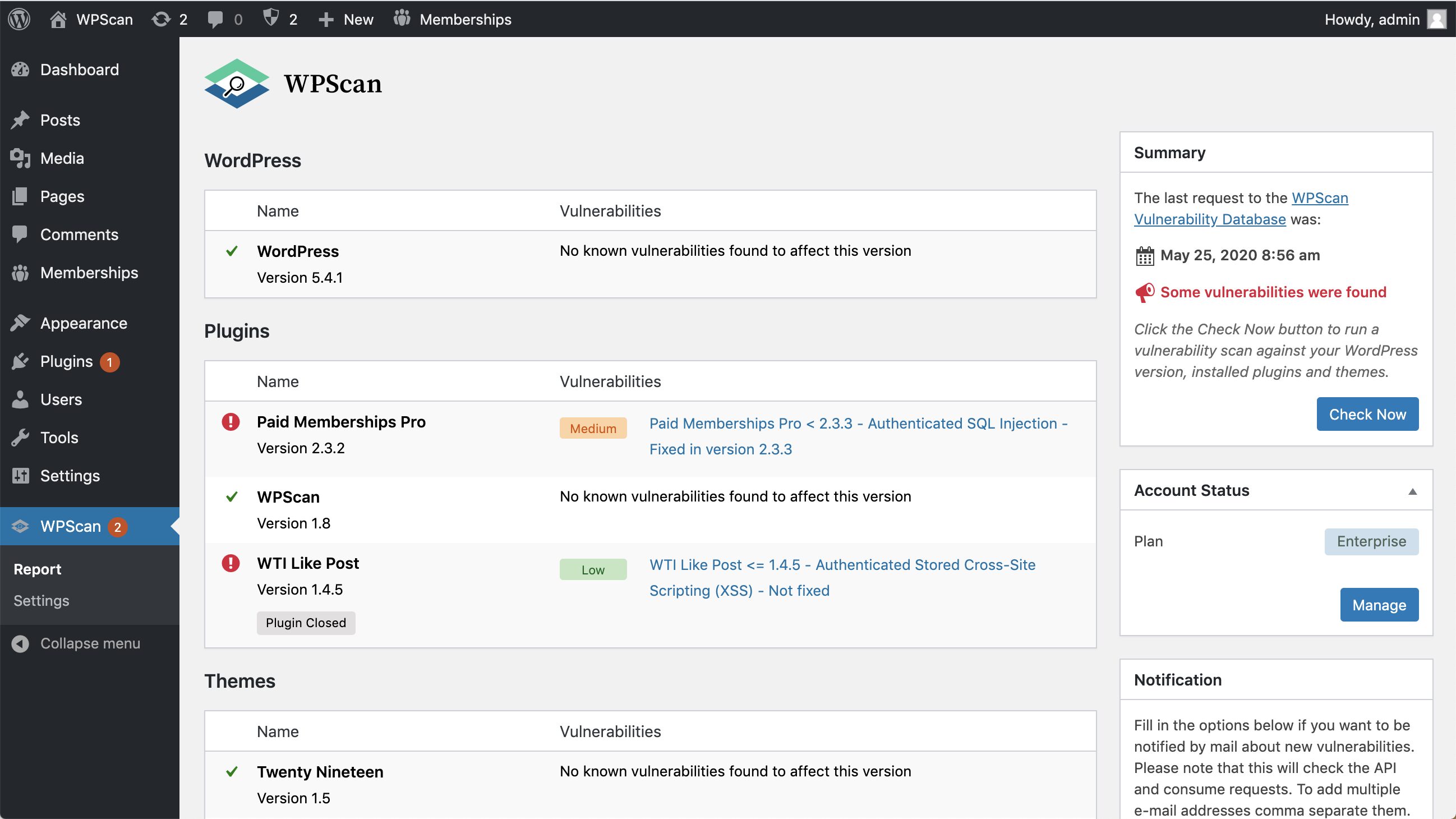 WPScan plugin