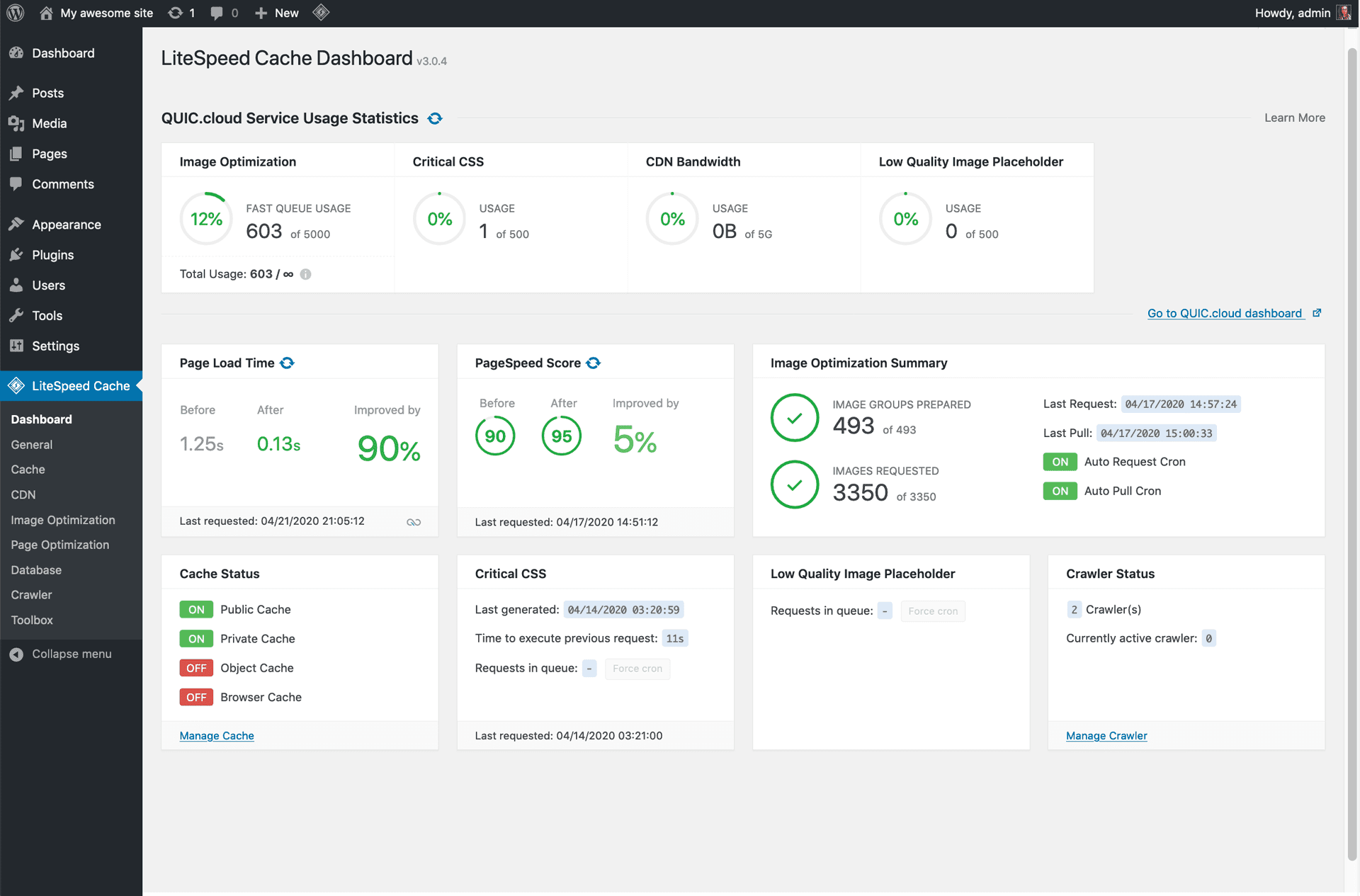 LiteSpeed Cache plugin