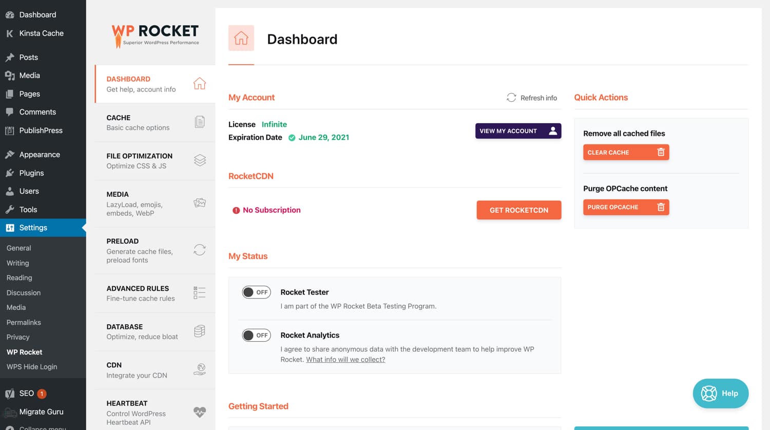WP Rocket plugin