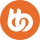 An orange circle with a white stylized lowercase b and d intertwined in the center, forming a simple, modern logo design.